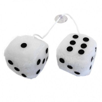 CARPOINT  Lot de 2 D&eacute;s en peluche - Blanc