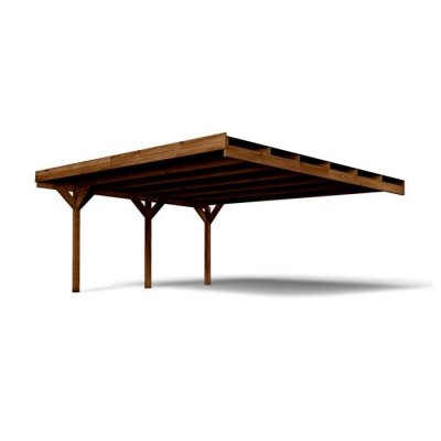 CERLAND Carport adoss&eacute; Victor 2 voitures bois 29,9 m&sup2; - Forest-Style
