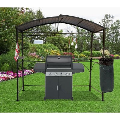 HABRITA FORESTA Carport barbecue autoportant &agrave; double toit finition &eacute;poxy gris anthracite