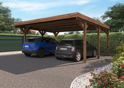 CERLAND Carport bois 2 voitures, 29.2 m&sup2;