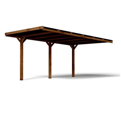 CERLAND Carport Bois adoss&eacute; 1 Voiture Victor &ndash; 15,5 m&sup2;