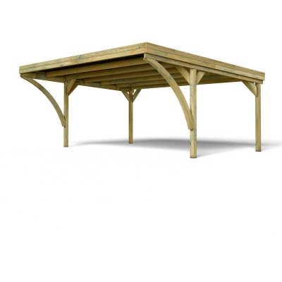 CERLAND Carport en bois trait&eacute; 2 voitures 29,2 m&sup2; - Victor Modern