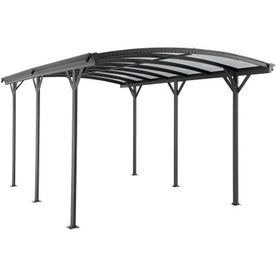 VENTE UNIQUE Carport pergola simple autoportant en aluminium - 1 voiture - 15,15 m&sup2; - Gris anthracite - baresa