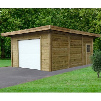 SOLID Carport SUPERIA toit plat 22,20 m&sup2; 706x506x253cm avec porte sectionnelle motoris&eacute;e