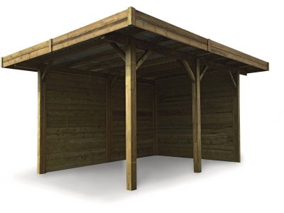 SOLID Carport voiture bois - 11.64 m&sup2; - 4.06 x 5.06 m