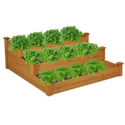 RELAXDAYS Carr&eacute; potager en bois sur 3 niveaux meuble support pour plante
