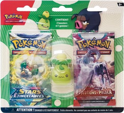 POKEMON Carte &agrave; collectionner pack 2 boosters et 1 gomme Mod&egrave;le al&eacute;atoire