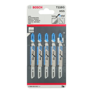 BOSCH ACCESSORIES Carte de 5 Lames M&acute;tal BOSCH HSS Ondulee Frais&acute;e T118G - 2608631012