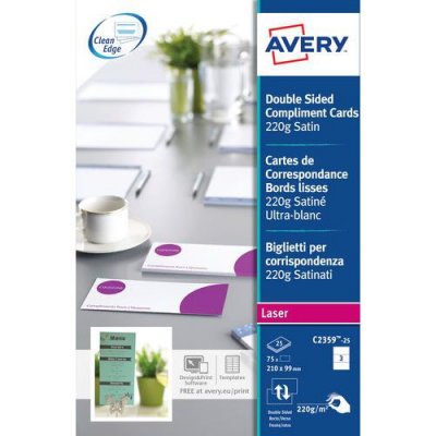 AVERY Carte de correspondance imprimable  210x99mm 220g - Pochette de 75