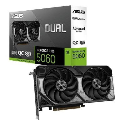 ASUS Carte Graphique  Dual Geforce Rtx 5060 8 Go Gddr7 Pcie 5.0 Axial-tech Noir/blanc 228x50x123 Mm