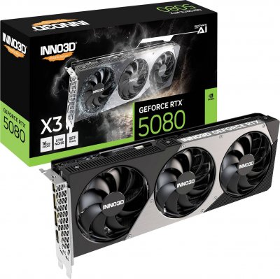 INNO3D Carte graphique  GeForce RTX 5080 X3 16 Go GDDR7 Reflex 2 RTX AI DLSS4