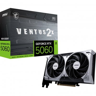 MSI Carte graphique  GeForce RTX 5060 VENTUS 2X OC 8 Go GDDR7 Reflex 2 RTX AI DLSS4