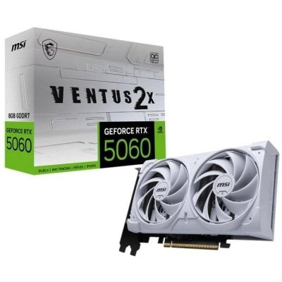 MSI Carte graphique  GeForce RTX 5060 VENTUS 2X OC 8 Go GDDR7 Reflex 2 RTX AI DLSS4 Blanc