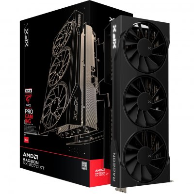 XFX Carte graphique  SWIFT AMD Radeon RX 9070 XT &agrave; trois ventilateurs, 16 Go GDDR6 FSR 4
