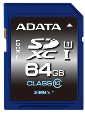 ADATA Carte m&eacute;moire  premier 64 gb sdxc uhs-i, class10 ASDX64GUICL10-R