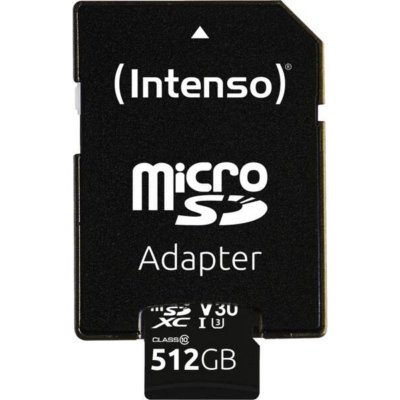 INTENSO Carte m&eacute;moire  3433493 microSDXC 512GB UHS-I U3 V30 avec adaptateur SD