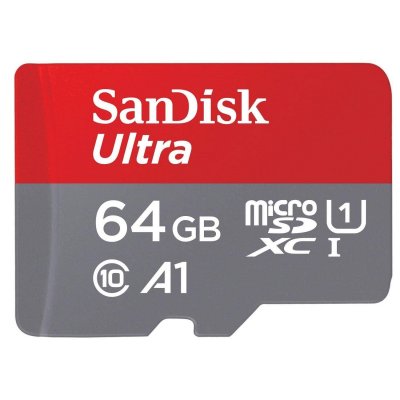 SANDISK Carte m&eacute;moire microSD  Ultra A1 64 Go Gris et rouge 