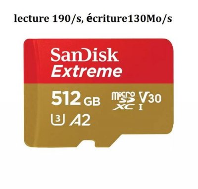 SANDISK Carte m&eacute;moire microsdxc  extreme 512 go a2 r190/w130mo/s classe 10 u3 v3