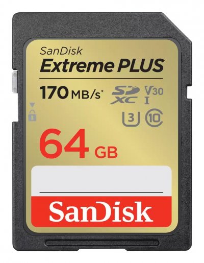 SANDISK Carte m&eacute;moire SD  Extreme Plus SDXC UHS-I U3 Class10 64 Go