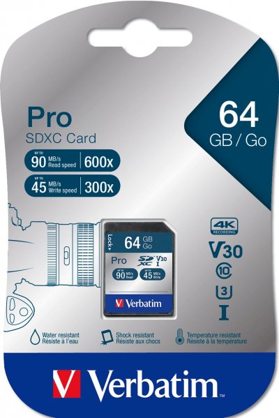 VERBATIM Carte m&eacute;moire  pro 64 gb sdxc uhs speed class 3 23942470229