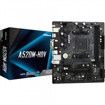 ASROCK Carte m&egrave;re  A520M-HDV - A520/AM4/mATX 