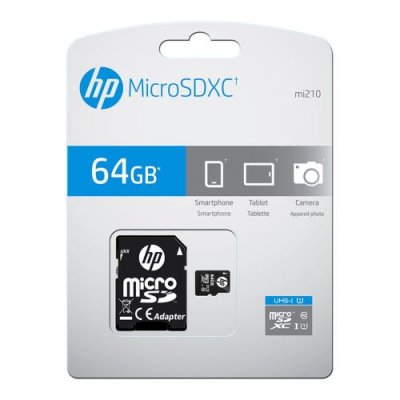 HP Carte micro SDHC  mi210 64 Go UHS-I U1 classe 10 + adaptateur SD
