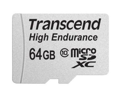 TRANSCEND Carte microSDXC  High Endurance 64 GB Class 10 avec adaptateur SD 