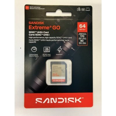 SANDISK Carte SD Extreme GO 64 Go SD SDXC UHS-I Class 3 V30 170 Mo/s 80 Mo/s vid&eacute;o 4K UHD
