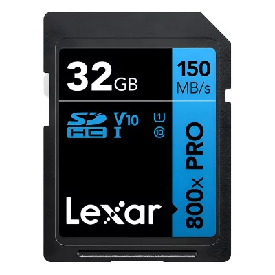 LEXAR Carte SDHC 32 Go UHS-I V10 800x PRO Ultra Rapide  Noir / Bleu