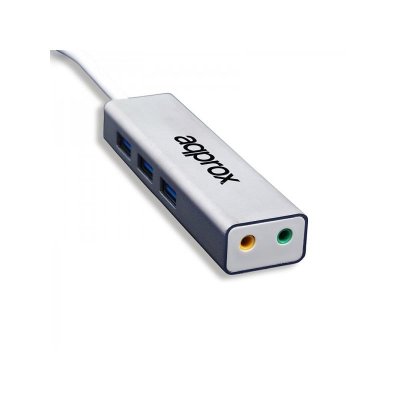 APPROX Carte Son Externe ! APPUSB51HUB USB 3.0 3.5 mm Gris