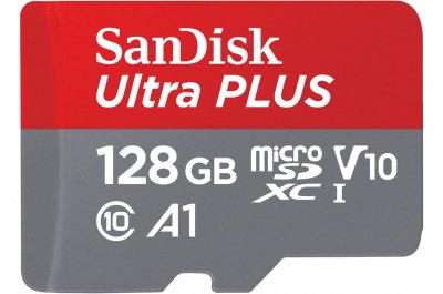 SANDISK Carte Ultra Plus microSDXC 128GB + SD Adapter 150MB/s A1 Class 10 UHS-I