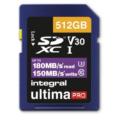 INTEGRAL Cartes SDXC 512 Go UltimaPro Professional V30 UHS-I U3 180W/150R