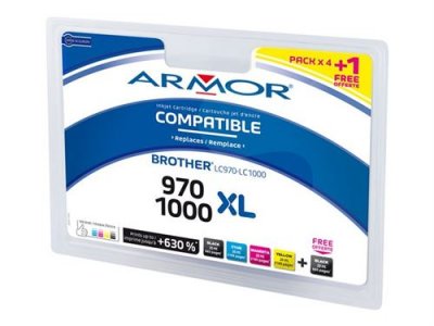 ARMOR Cartouche  compatible brother lc970 / lc1000 noire/cyan/magenta /jaune + 1 noire