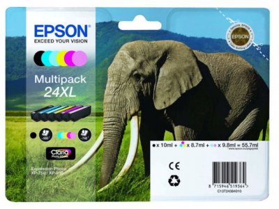EPSON Cartouche  T2438 XL Elephant EasyMail Multiplack 6 couleurs 