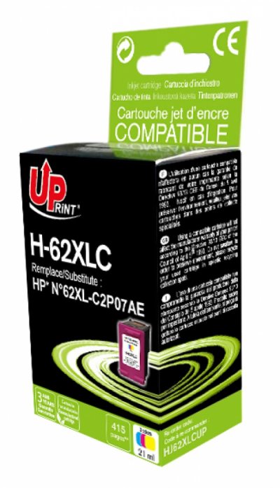 UPRINT Cartouche  Compatible avec HP 62XL Couleur