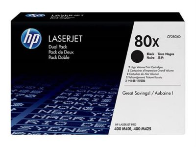 HP Cartouches de toner  80X (CF280XD) Pack double haute capacit&eacute; 2x Noir - Neuf