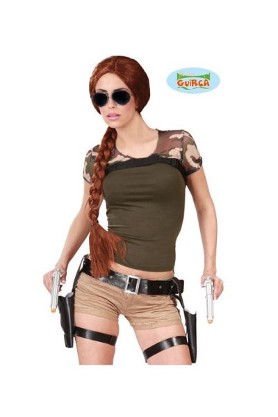 FIESTAS GUIRCA Cartouchiere Double Avec Holster Pistolets Lara Croft