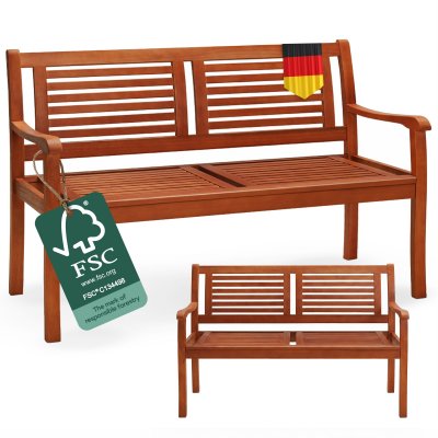 DEUBA Casaria Banc de jardin en bois d'eucalyptus 120x60x90cm certifi&eacute; FSC&reg;.