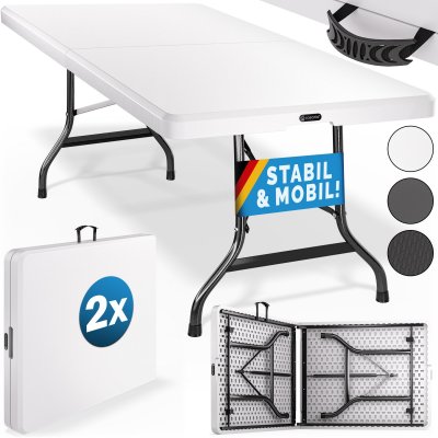 CASARIA  - Set de 2 table de camping pliables 183x76x74 cm table de jardin buffet f&ecirc;tes
