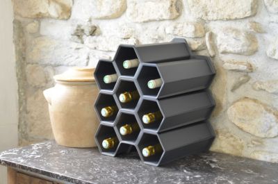 EDA Casier &agrave; bouteilles plastique l 34 x l 31 x h 18,5 cm gris anthracite