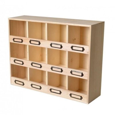 ARTEMIO Casier de rangement en bois 12 emplacements 39,5x29,5x22cm