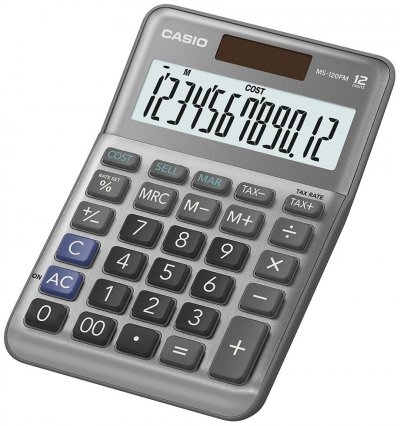 CASIO  Calculatrice de bureau MS-120F, 12 chiffres, argent