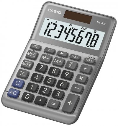 CASIO  Calculatrice de bureau MS-80F, 8 chiffres, argent