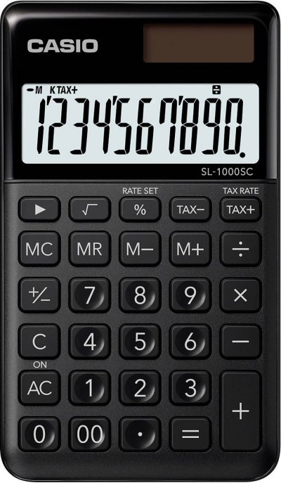 GENERIQUE Casio Calculatrice SL-1000 SC-BK, alimentation solaire/pile - Lot de 2