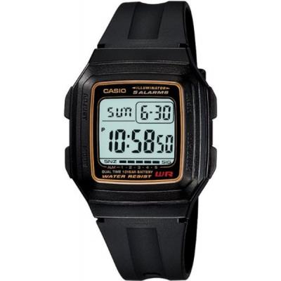 CASIO  Digital 5 Alarms Dual Time Illuminator F-201WA-9ADF F201WA-9ADF Montre Homme