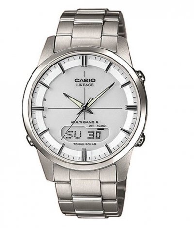 CASIO  Montre solaire radio pilot&eacute;e - Lineage Wave Ceptor - Blanc - Titane