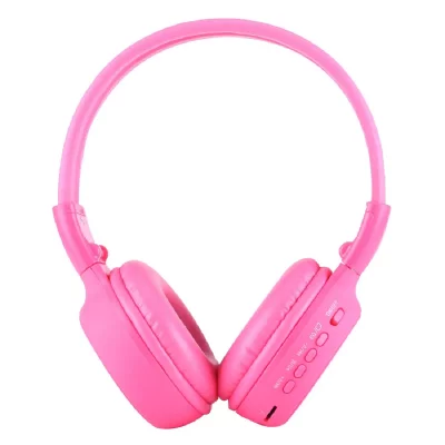 YONIS Casque Audio Sans Fil St&eacute;r&eacute;o &Eacute;cran LCD Lecteur Voyant Lumineux Radio Fm Rose -  