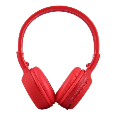 YONIS Casque Audio Sans Fil St&eacute;r&eacute;o &Eacute;cran LCD Lecteur Voyant Lumineux Radio Fm Rouge -  