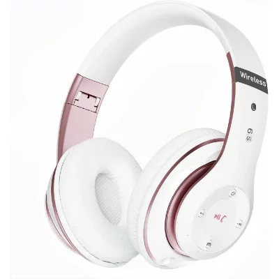 VENDOS85 Casque Bluetooth sans Fil 40 Heures rose blanc AQ0817 