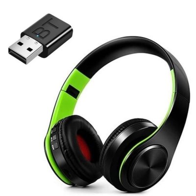  Casque Bluetooth Sans Fil On-ear HiFi St&eacute;r&eacute;o, pour TV, PC - Vert